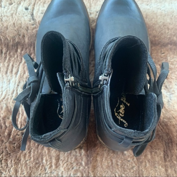 Free People Studio City Wraparound Leather Bootie Distressed Black - Picture 8 of 15